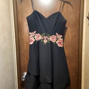 Black  Flower belt dress